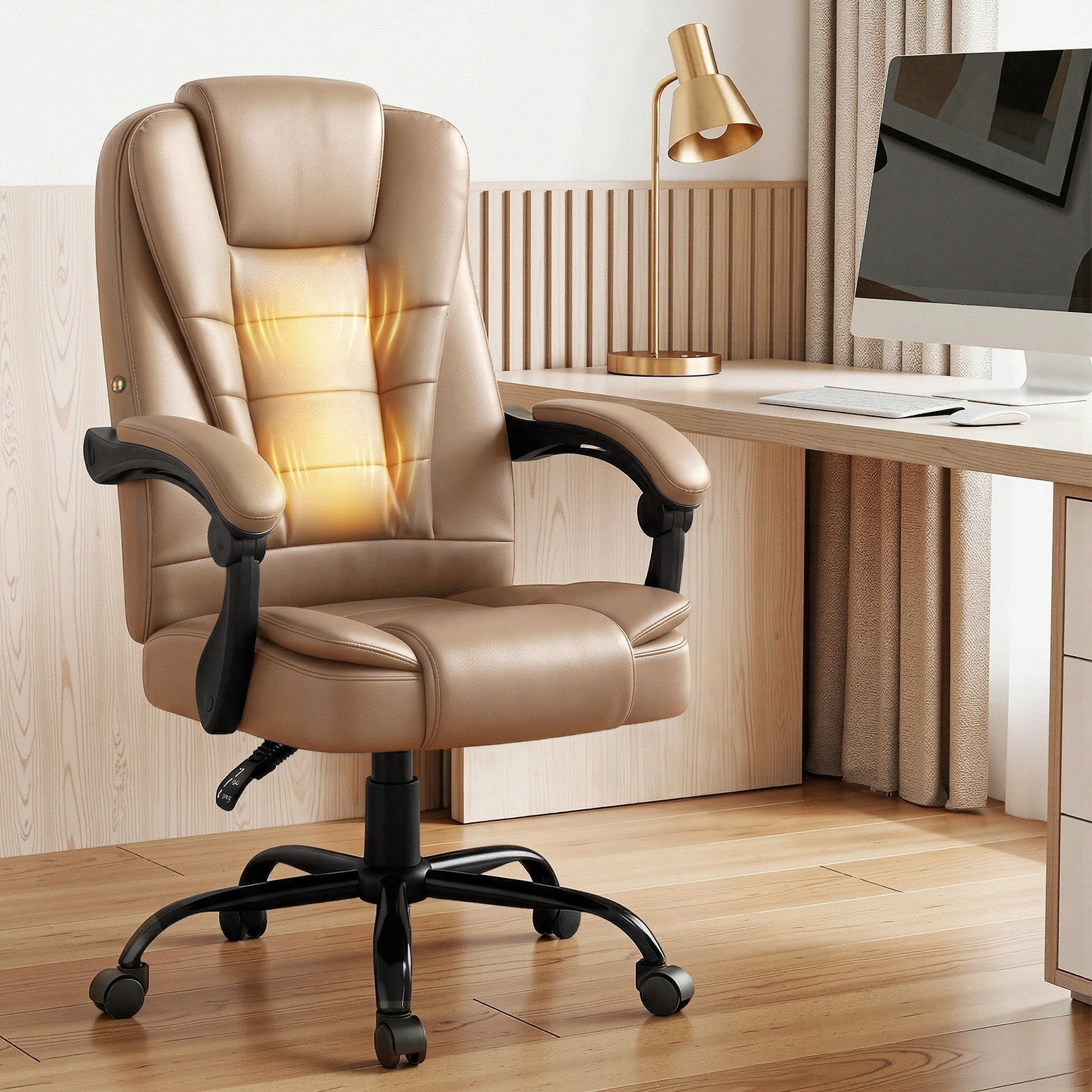 Artiss Massage Office Chair Executive Computer Gaming Chairs Brown PU Leather Espresso