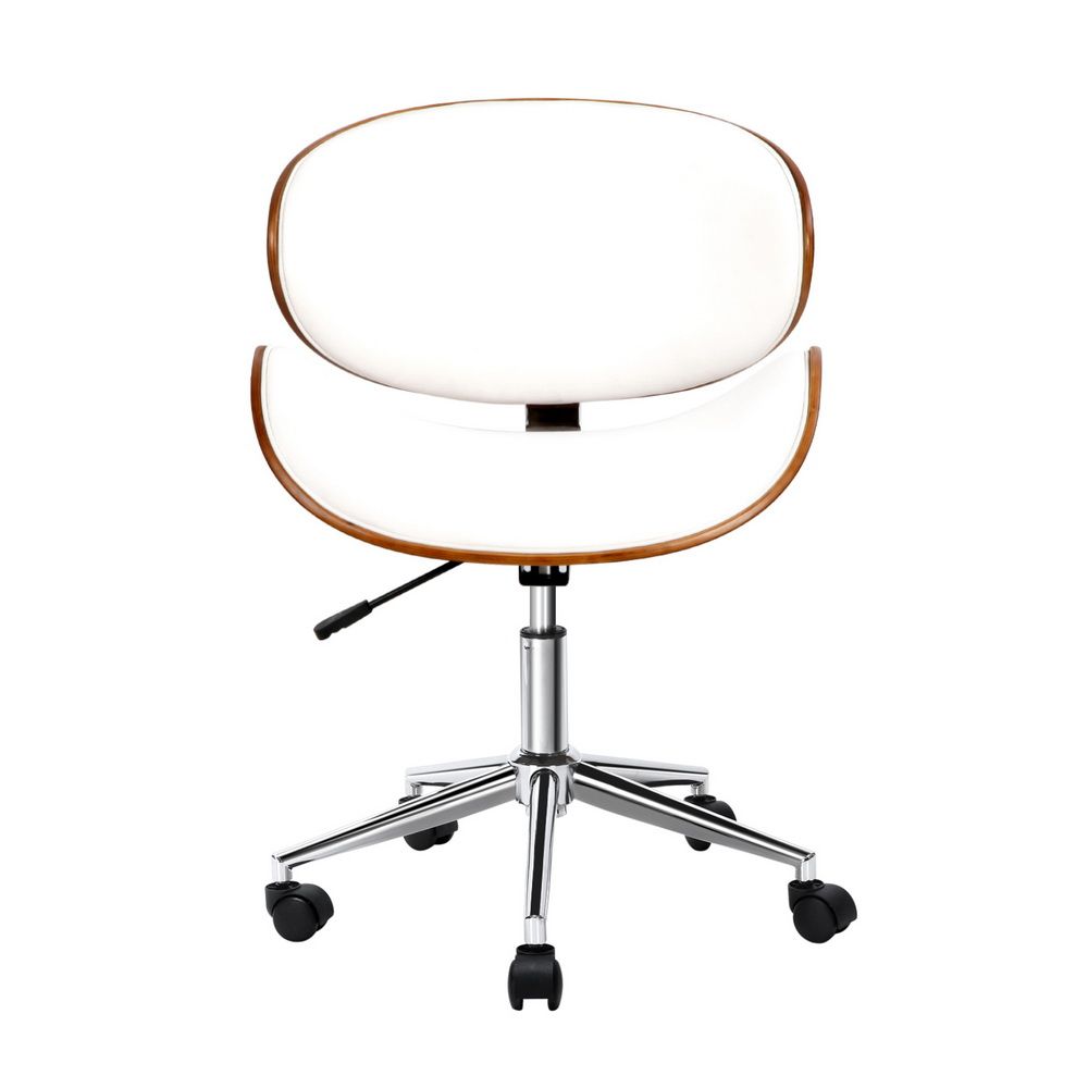 Artiss Wooden Office Chair Leather Seat White