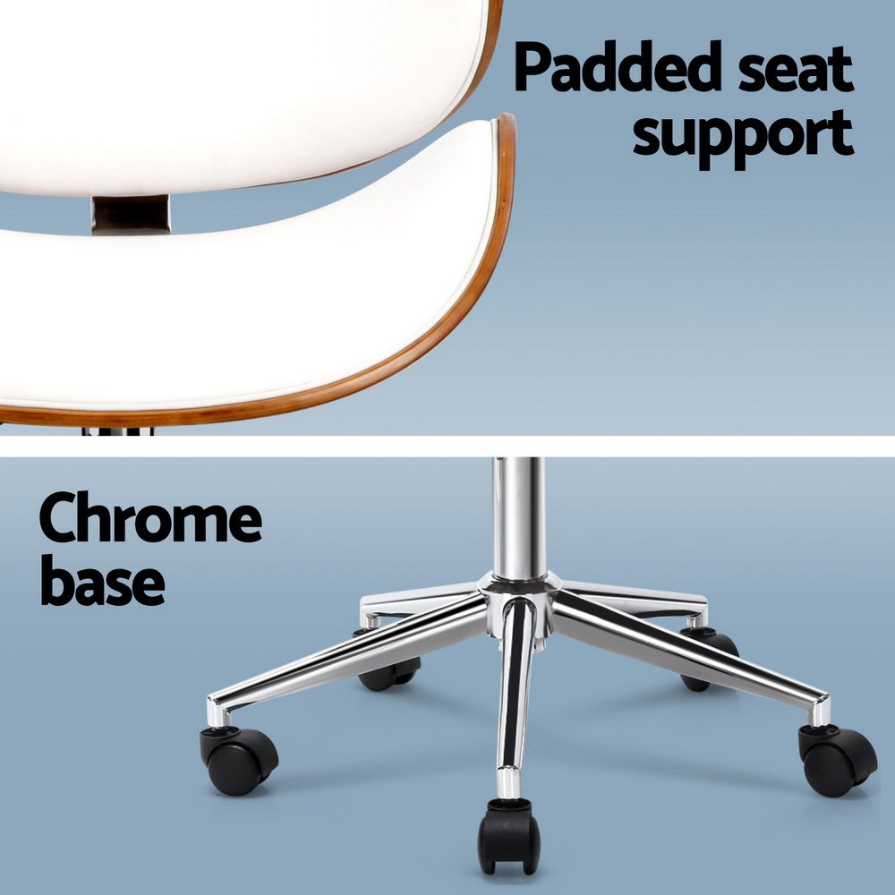 Artiss Wooden Office Chair Leather Seat White