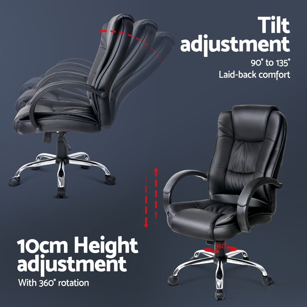 Artiss Executive Office Chair Leather Tilt Black