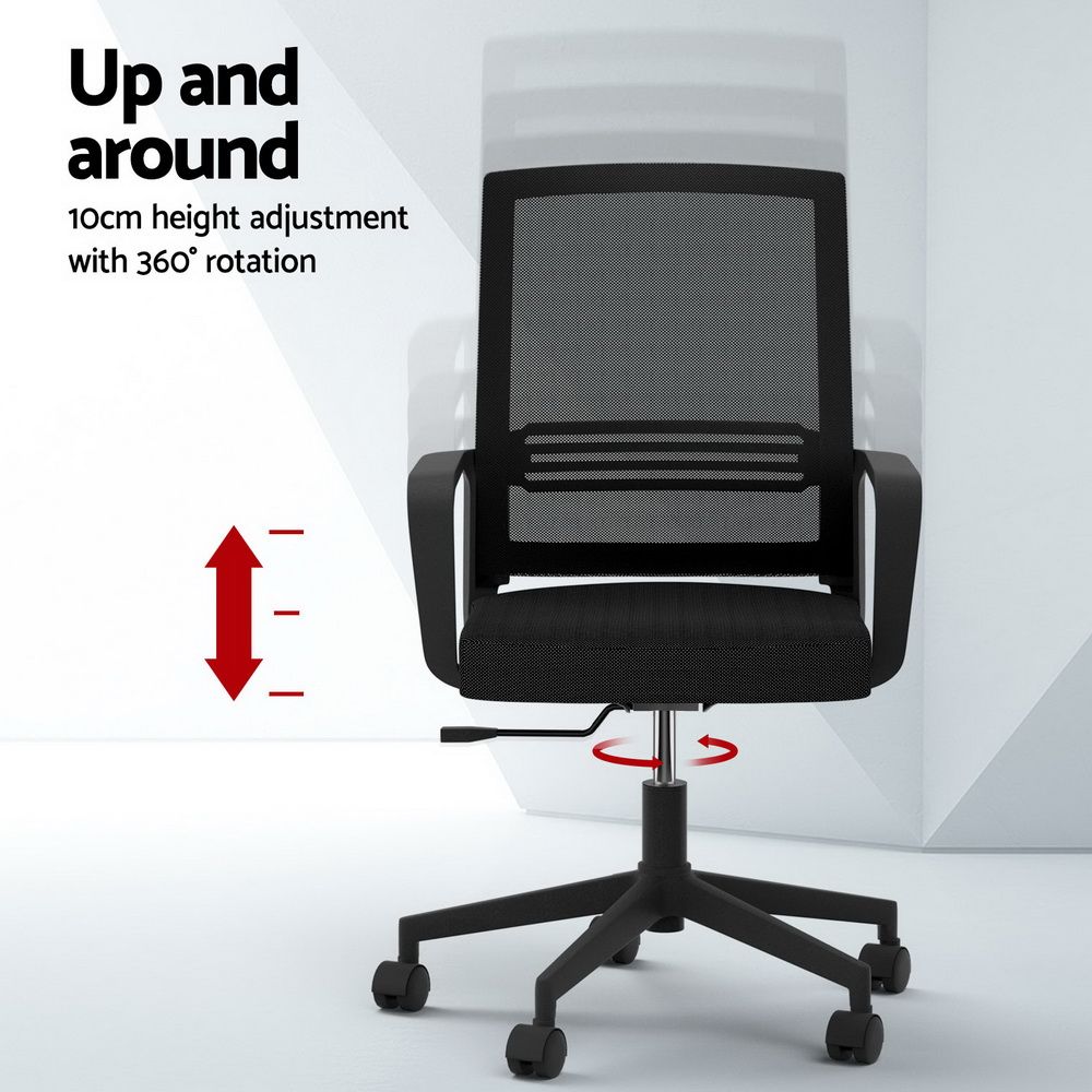 Artiss Mesh Office Chair Mid Back Black