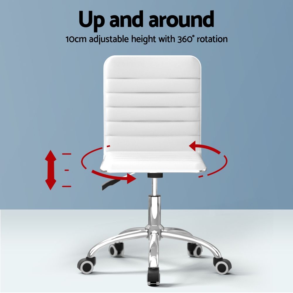 Artiss Office Chair Conference Chairs PU Leather Low Back White