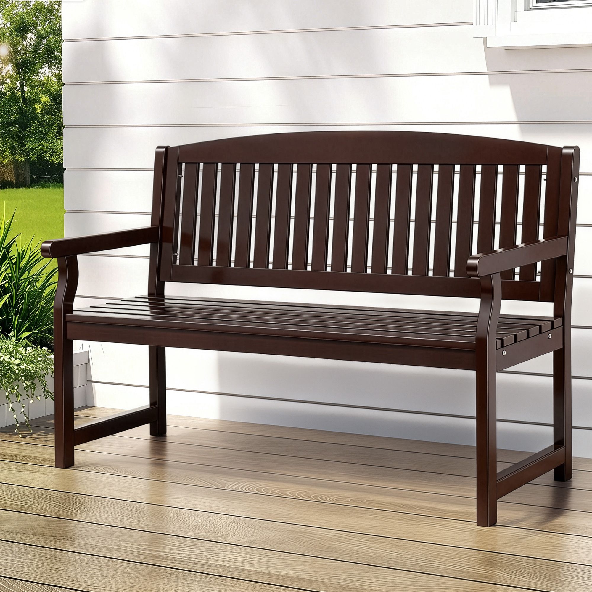 Gardeon Outdoor Garden Bench Wooden 2 Seater Lounge Chair Patio Furniture Brown