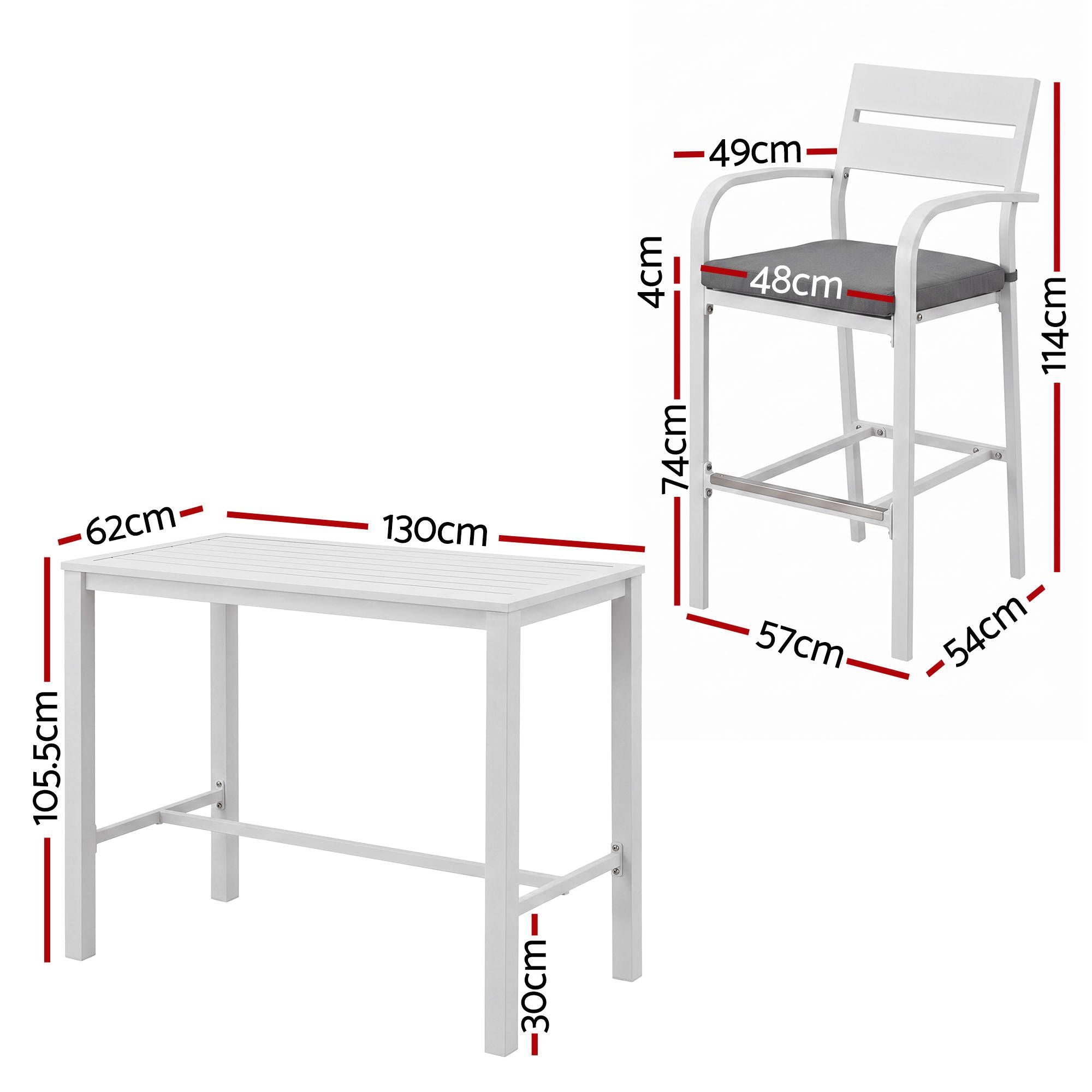 Gardeon Outdoor Bar Set 5-Piece Patio Dining Chairs Aluminium Table Stools White