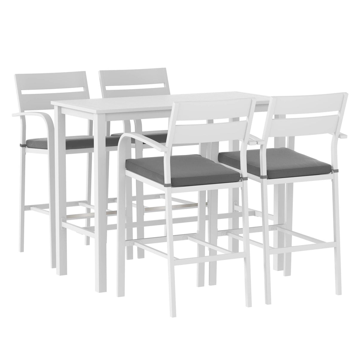Gardeon Outdoor Bar Set 5-Piece Patio Dining Chairs Aluminium, White