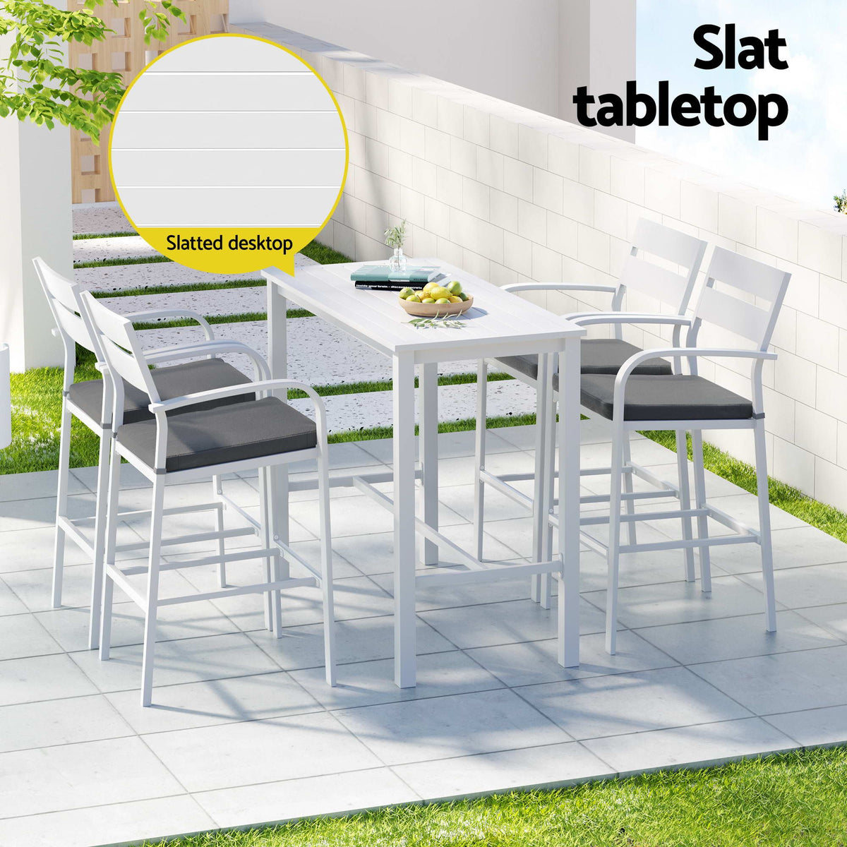 Gardeon Outdoor Bar Set 5-Piece Patio Dining Chairs Aluminium, White