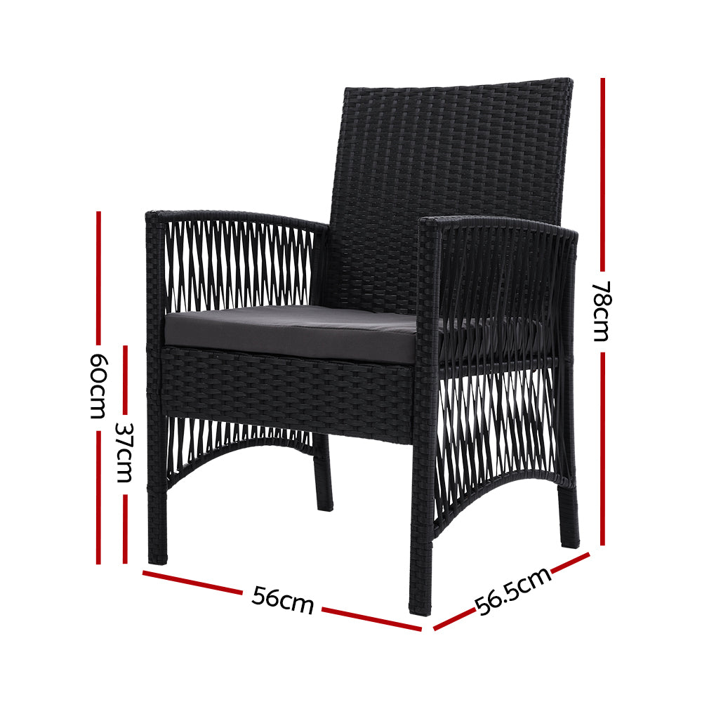Gardeon 2PC Outdoor Dining Chairs Patio Furniture Wicker Lounge Chair Garden