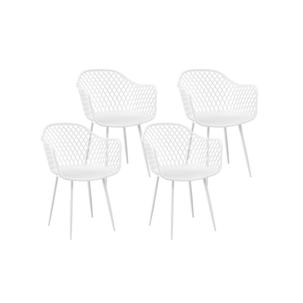 Gardeon 4PC Outdoor Dining Chairs PP Lounge Chair Patio Furniture Garden White