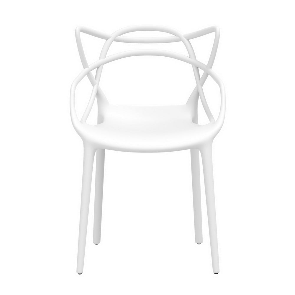 Gardeon 4PC Outdoor Dining Chairs PP Portable Stackable Chair Patio Furniture White