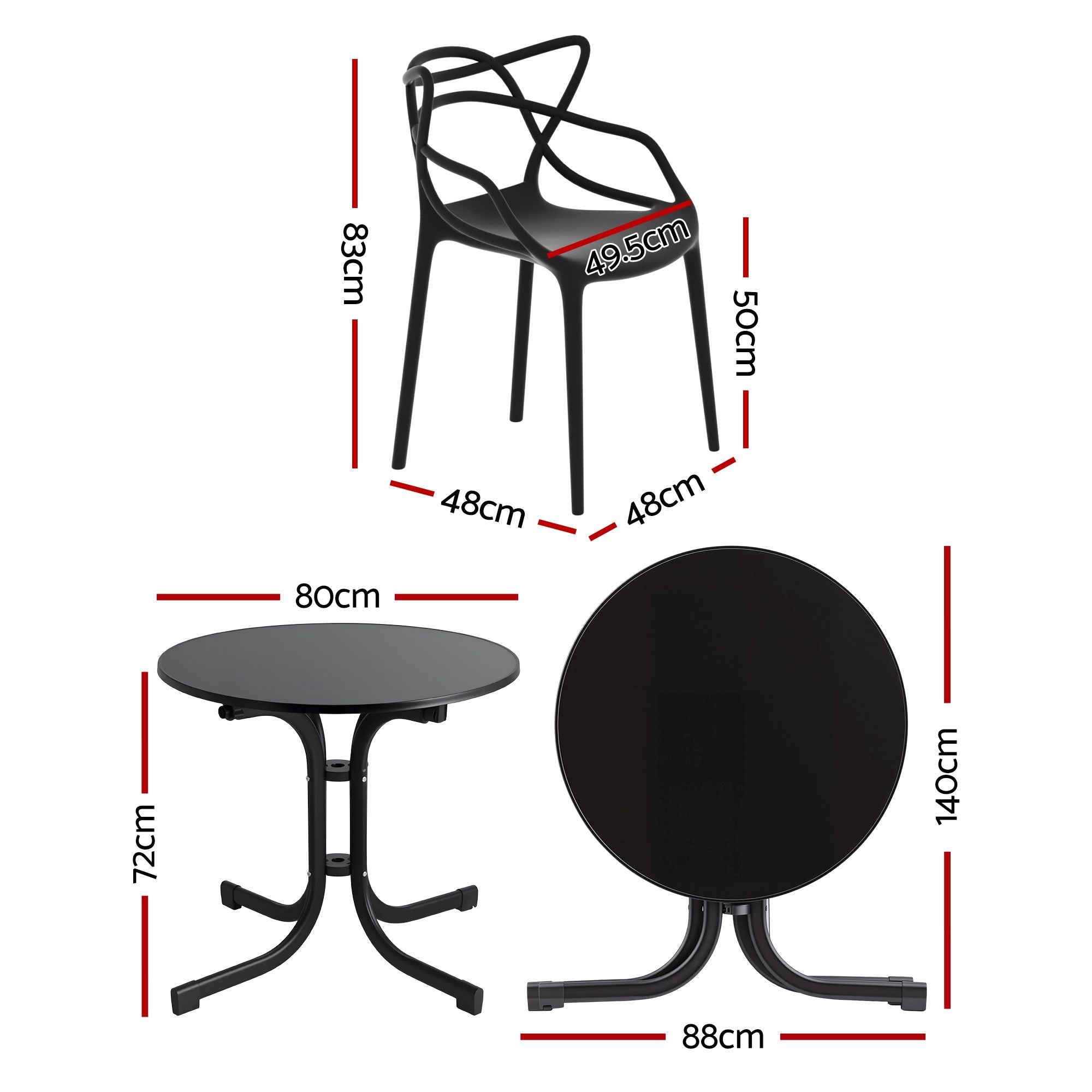 Gardeon 5PCS Outdoor Dining Set Table and Chairs Garden Patio Furniture Entwine Black