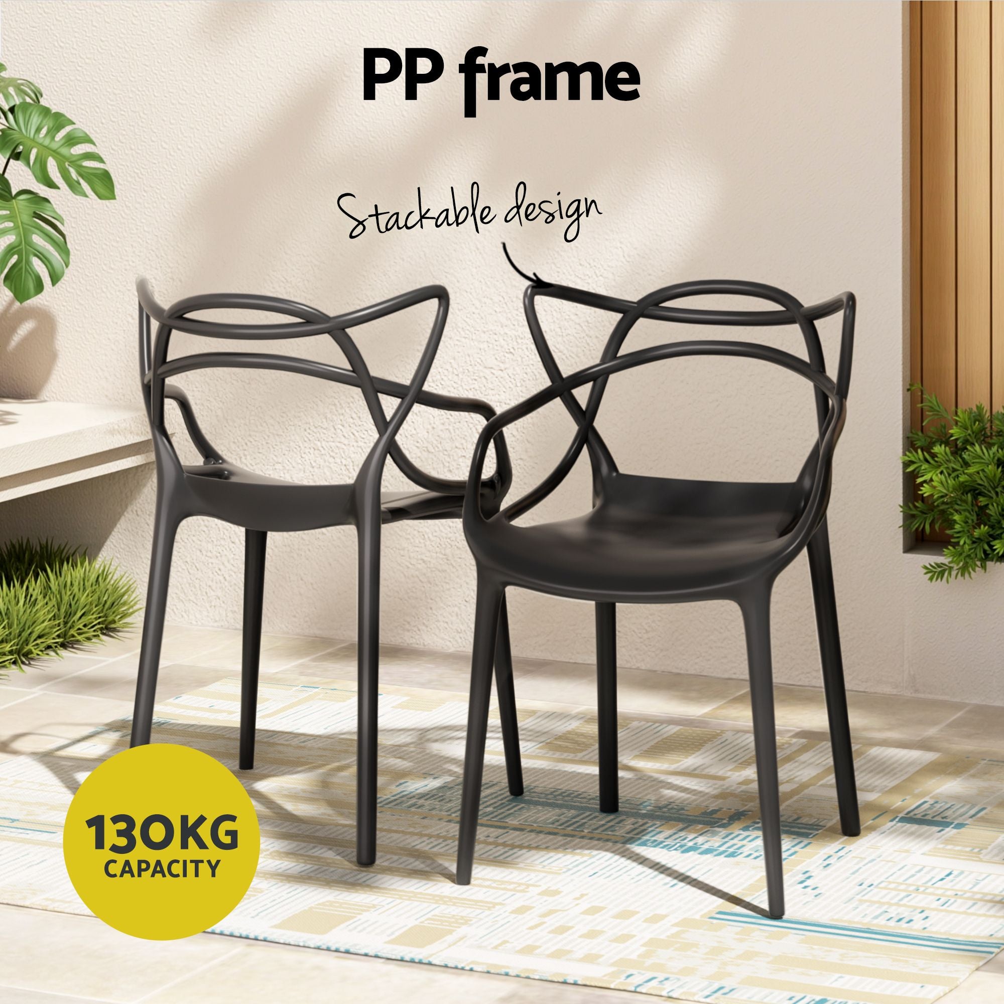 Gardeon 5PCS Outdoor Dining Set Table and Chairs Garden Patio Furniture Entwine Black