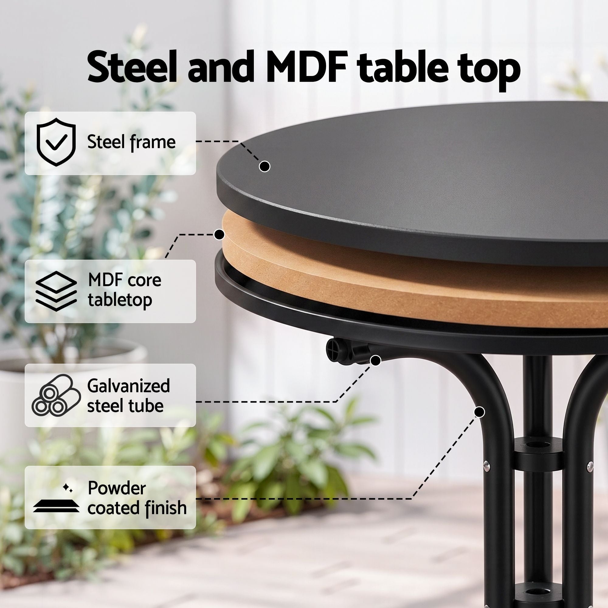 Gardeon 5PCS Outdoor Dining Set Table and Chairs Garden Patio Furniture Entwine Black