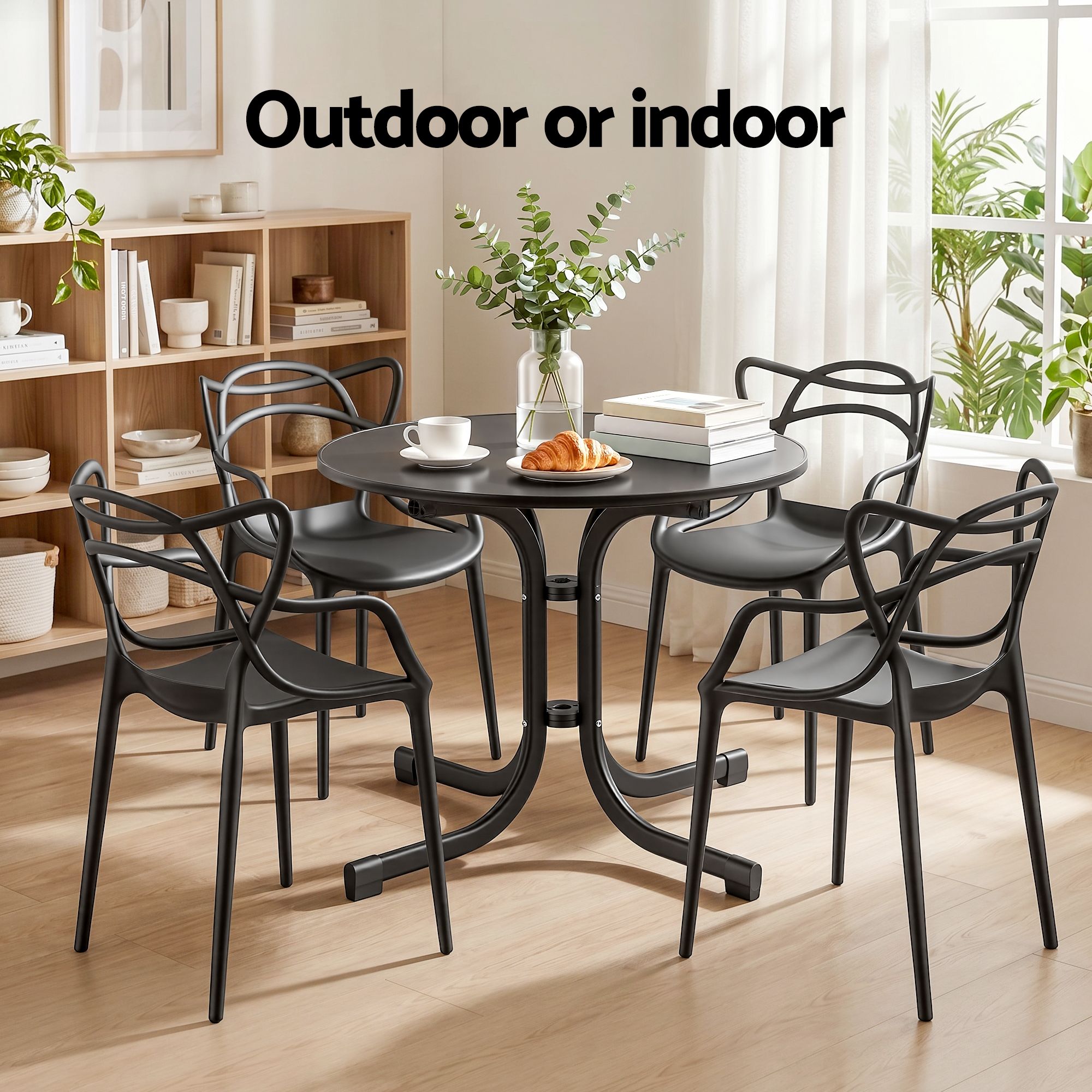 Gardeon 5PCS Outdoor Dining Set Table and Chairs Garden Patio Furniture Entwine Black