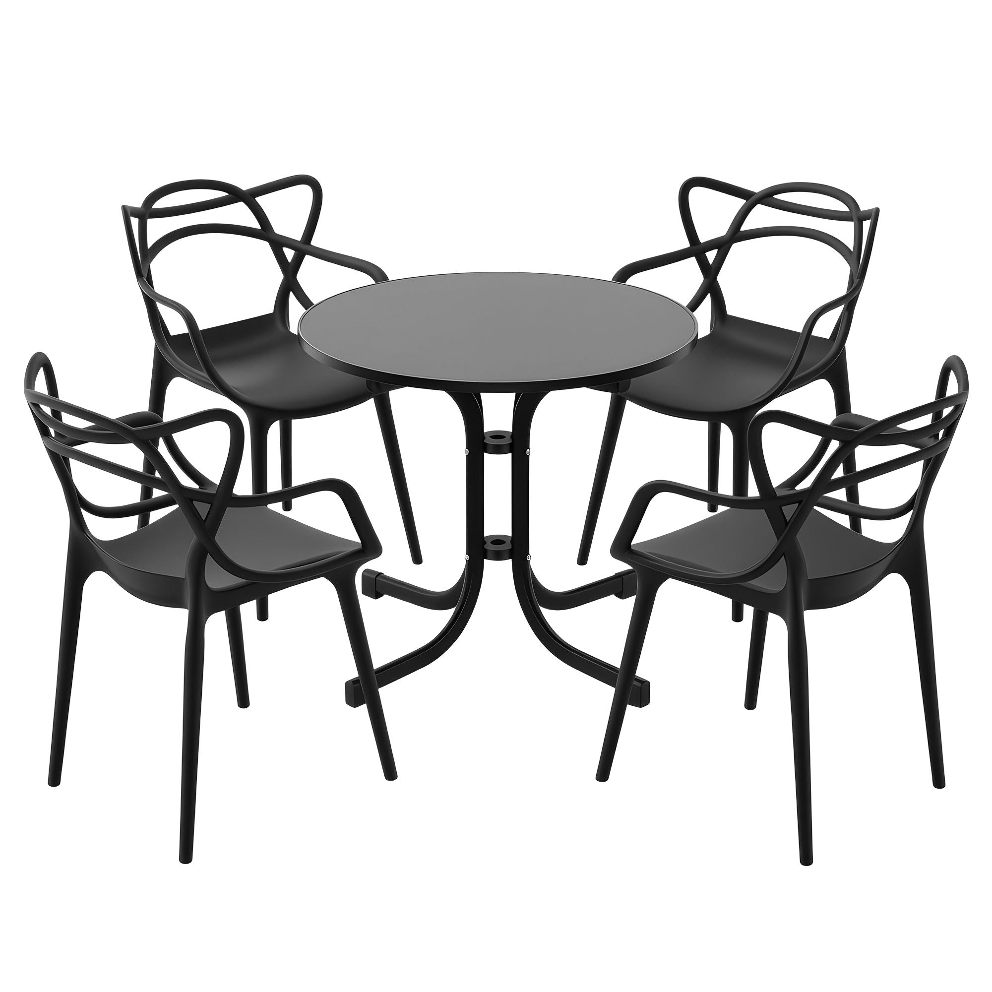 Gardeon 5PCS Outdoor Dining Set Table and Chairs Garden Patio Furniture Entwine Black