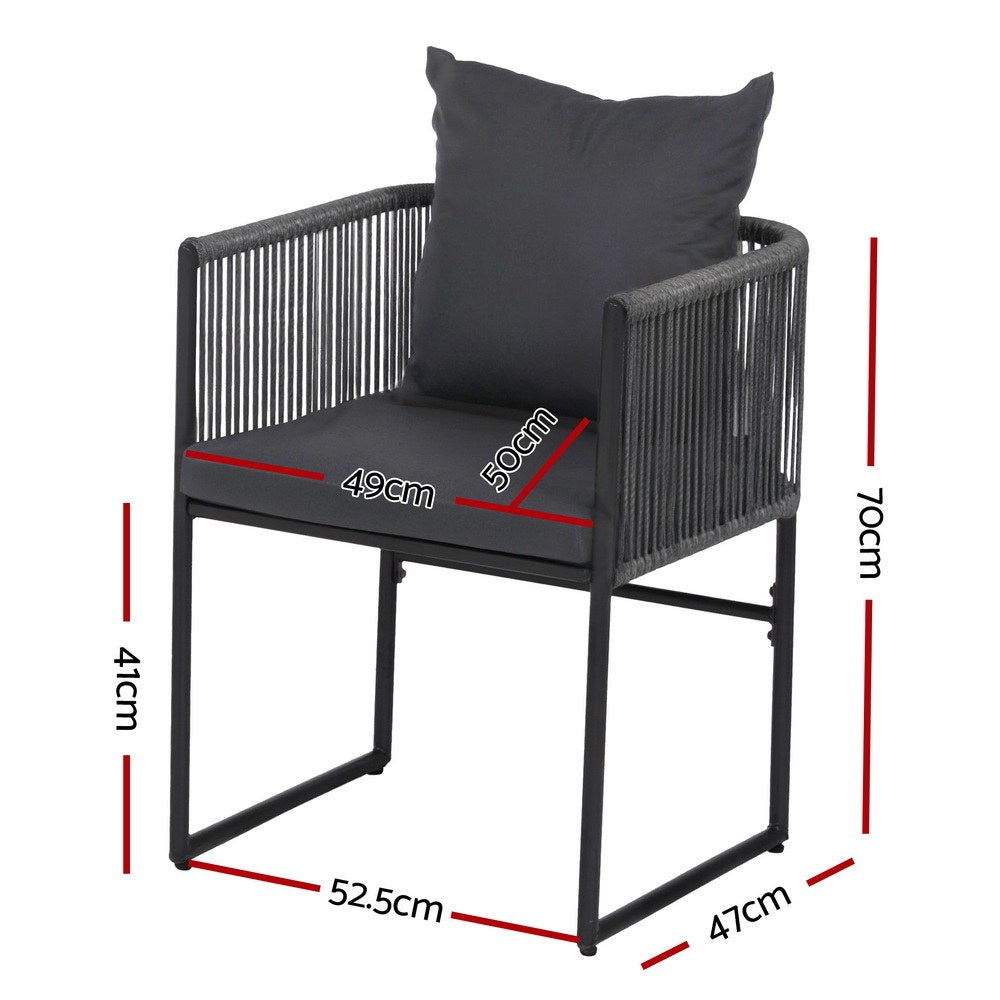 Gardeon 2PC Outdoor Dining Chairs Woven Rope Chair Patio Furniture Garden Steel