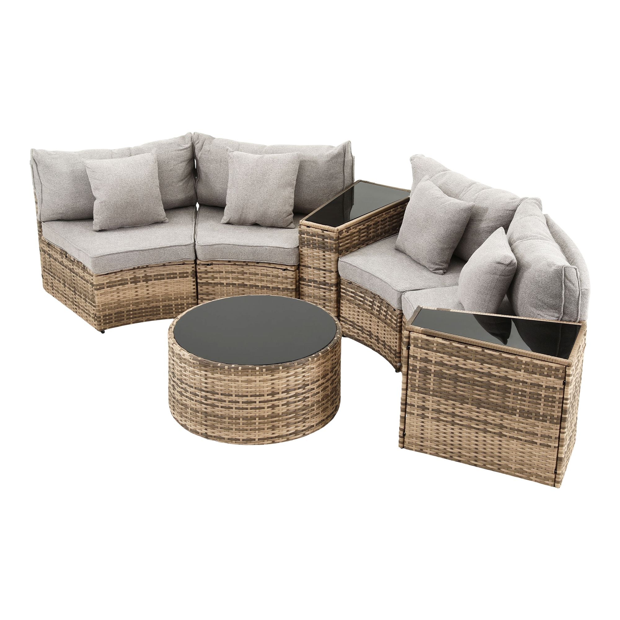 Gardeon 4 Seater Outdoor Sofa Set 7PCS Table Chair Brown Rattan Patio Furniture