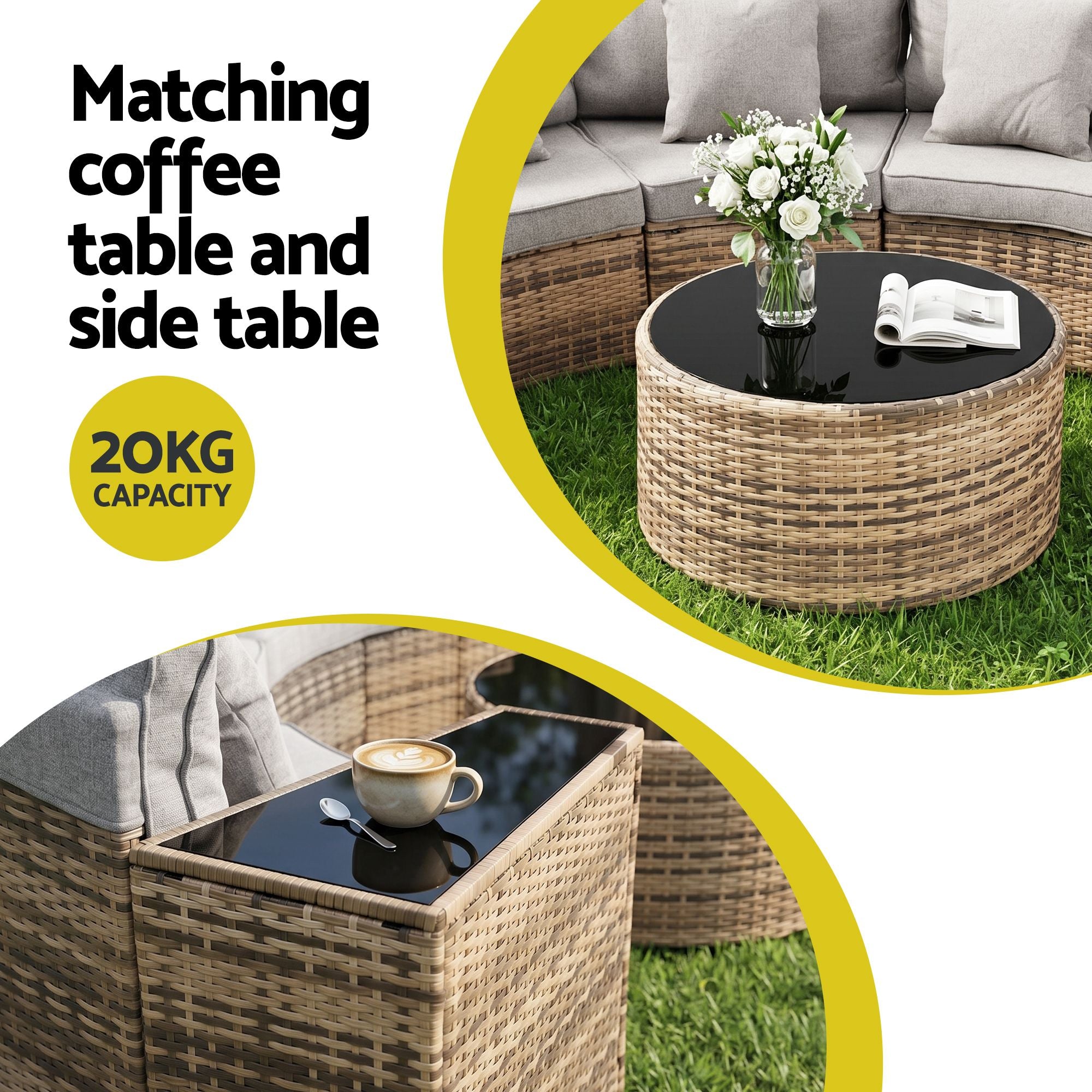 Gardeon 4 Seater Outdoor Sofa Set 7PCS Table Chair Brown Rattan Patio Furniture