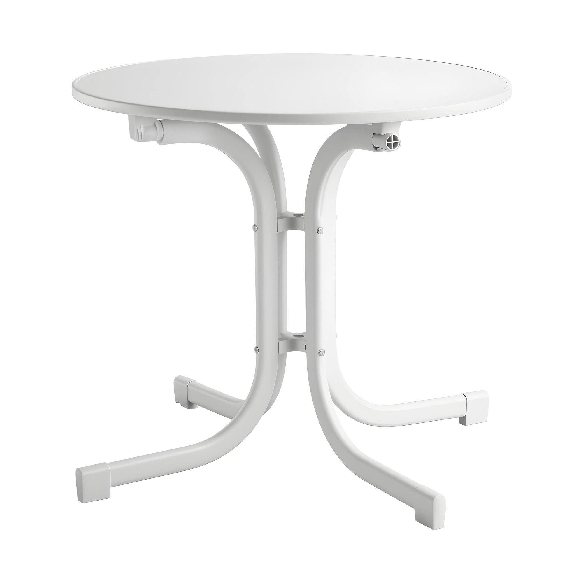 Gardeon Outdoor Side Table 80cm Folding Steel Round Bistro Desk Cafe Patio Furniture White