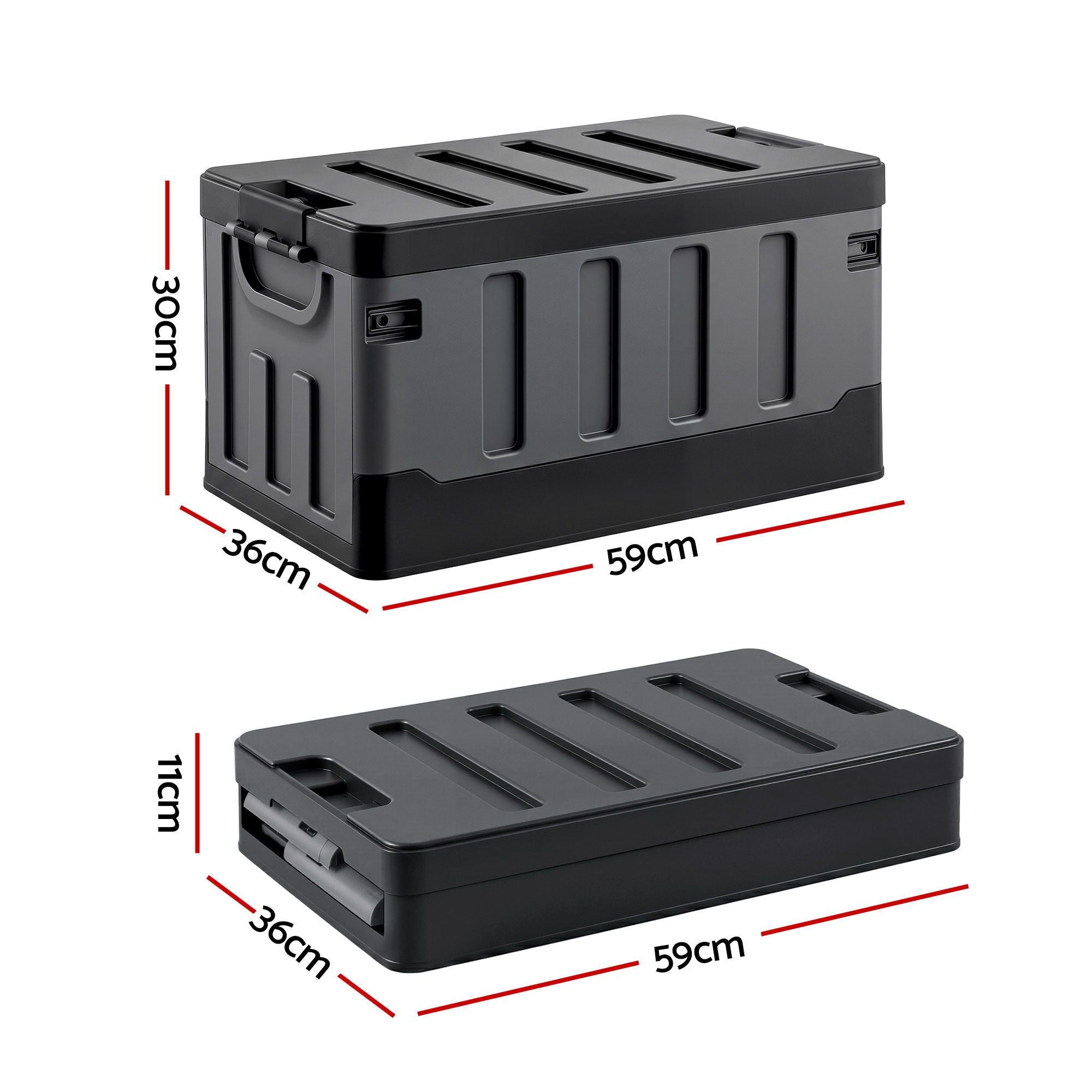 Gardeon Collapsible Outdoor Storage Box 60L Stackable Folding Camping Organizer Black