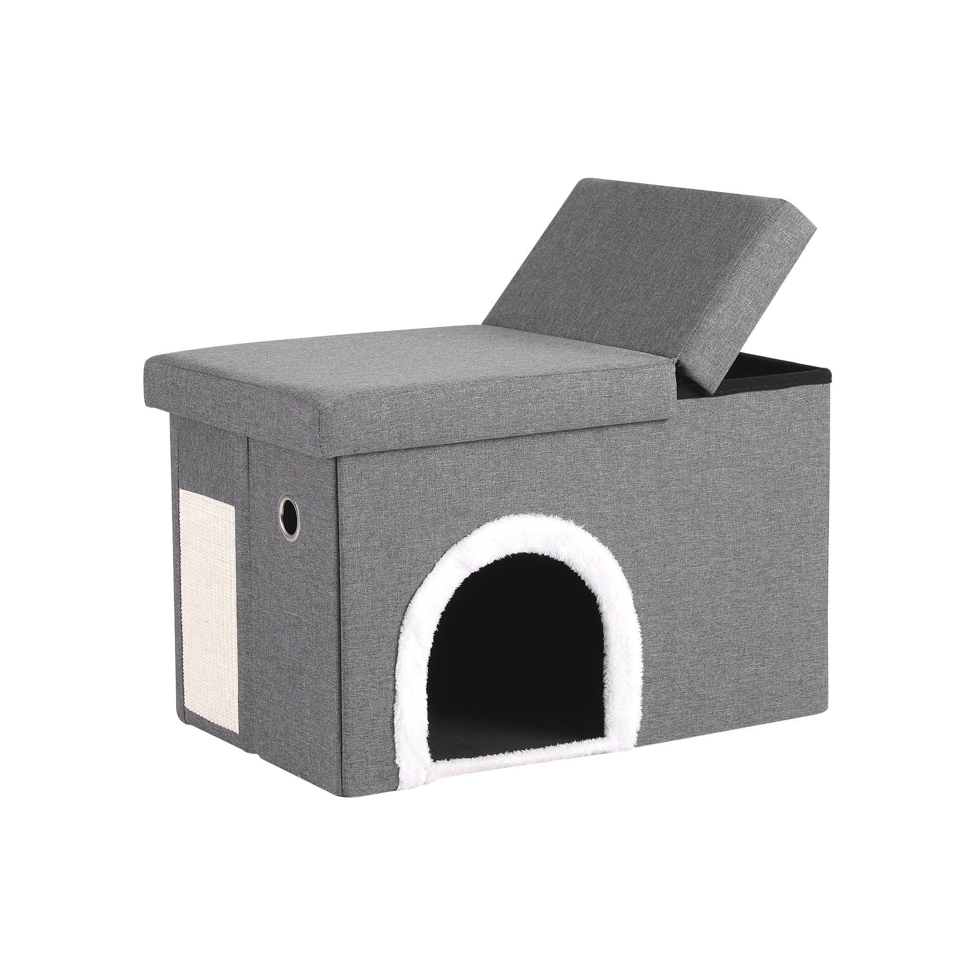 Artiss Storage Ottoman Foot Stool Cat Litter Box Enclosure Foldable Grey