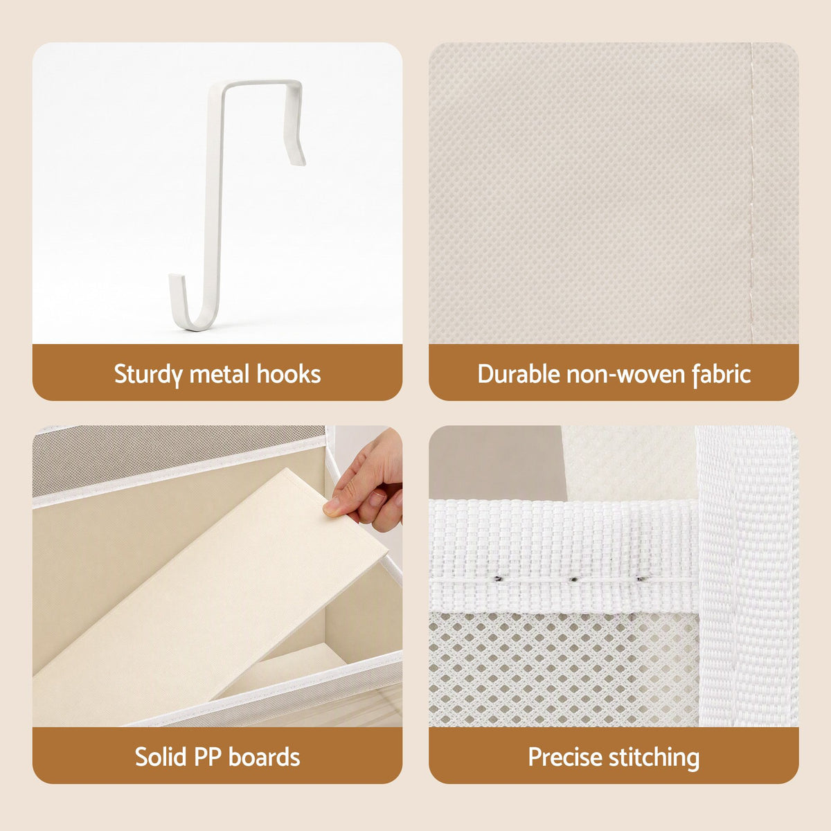 Artiss Over Door Storage Hanger Pantry 6-Tier 12 Pockets Fabric Organiser Beige