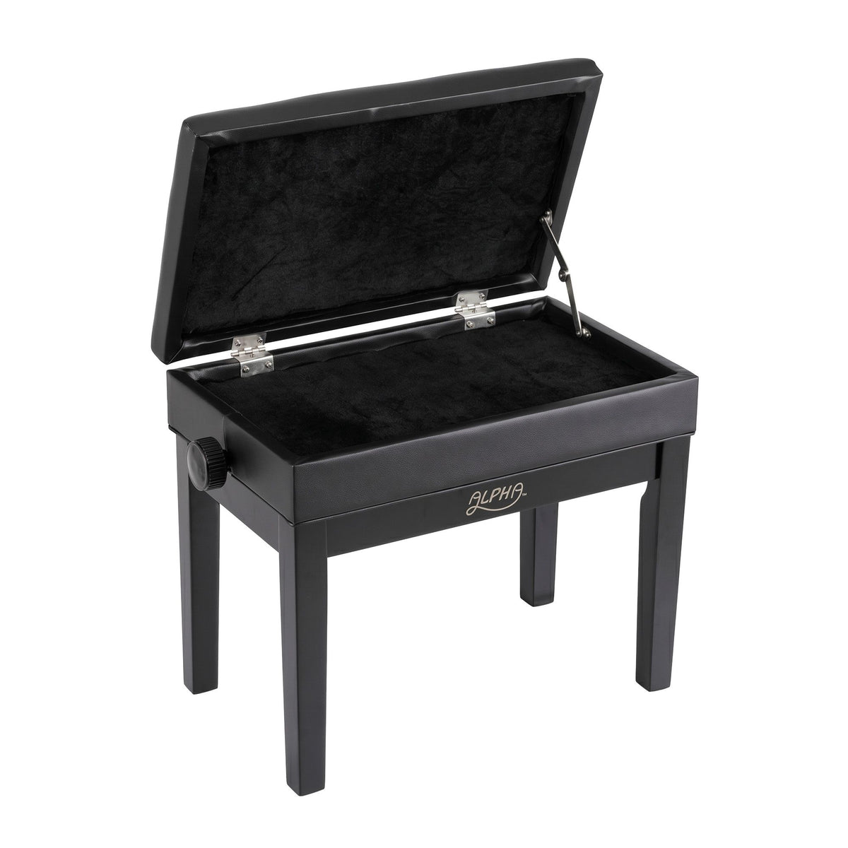 Alpha Adjustable Piano Bench Wooden Keyboard Seat Padded, Black