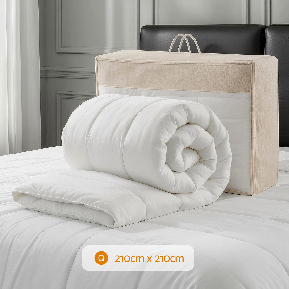 Giselle Bedding Wool Quilt 800GSM Extra Thick Queen Winter Doona Baffle Box Construction 100% Wool Filling