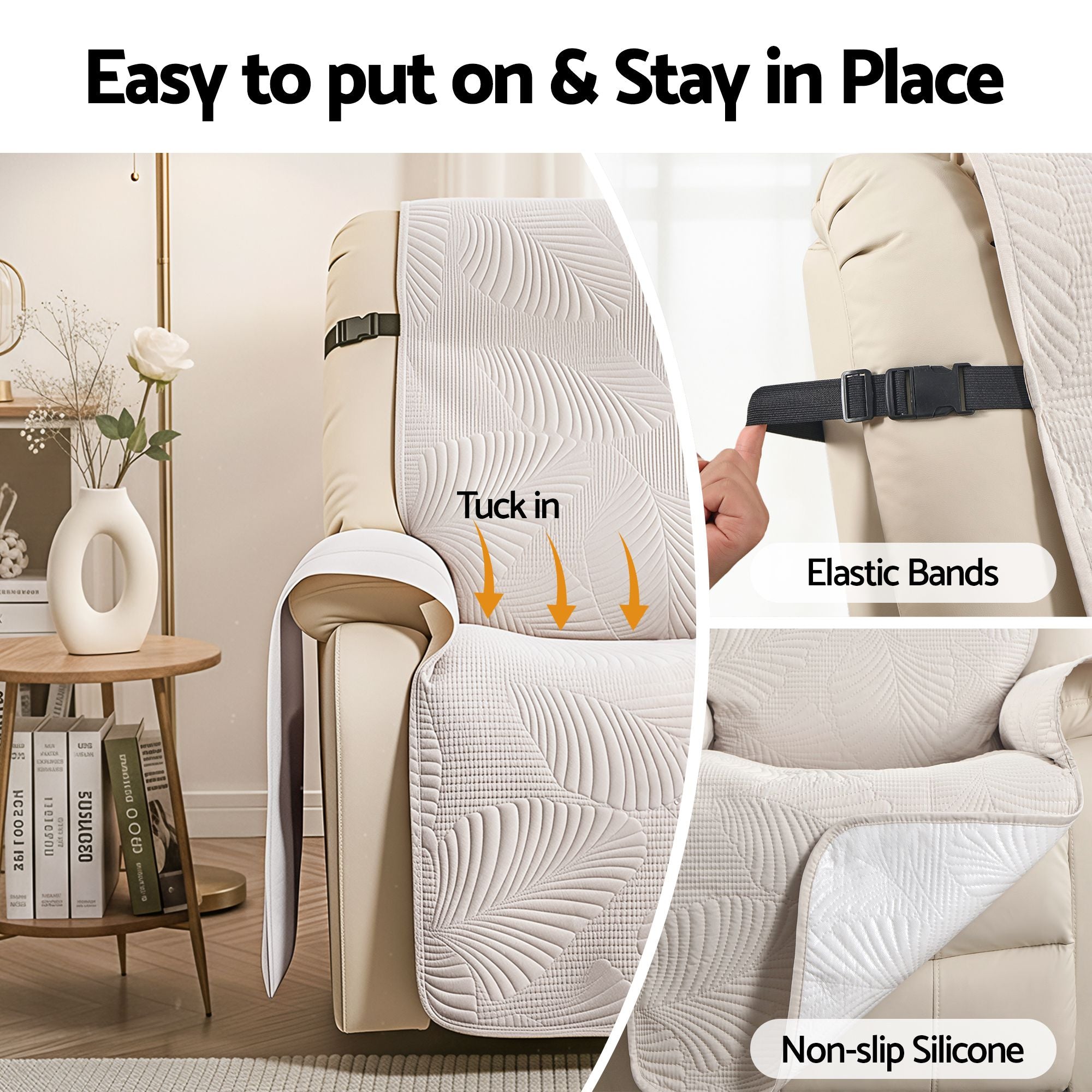 Artiss Quilted Recliner Chair Covers 100% Waterproof Recliner Slipcovers