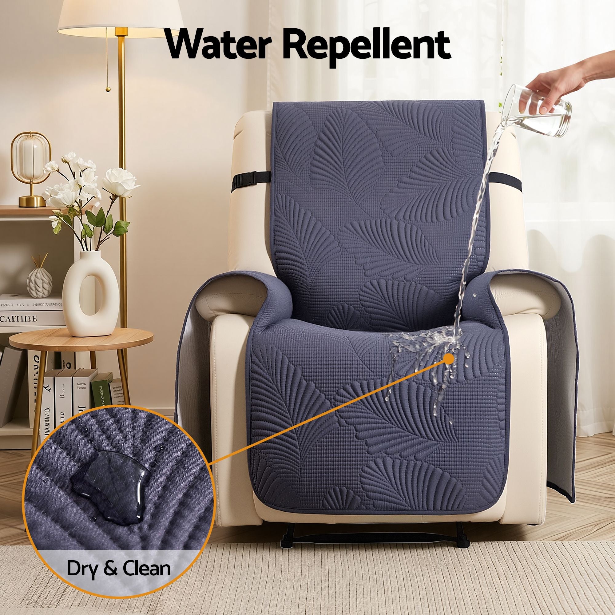 Artiss Quilted Recliner Chair Covers 100% Waterproof Recliner Slipcovers Grey