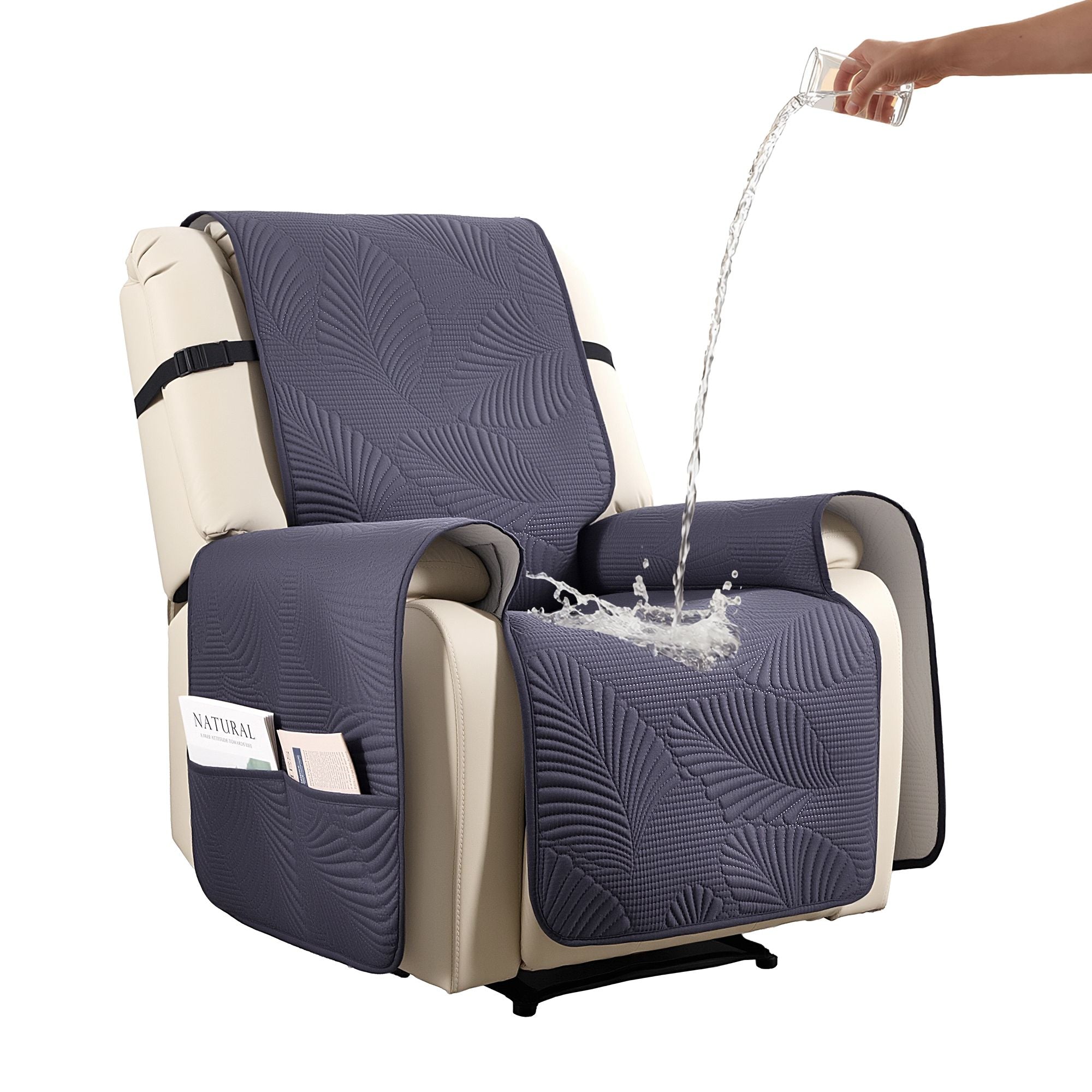 Artiss Quilted Recliner Chair Covers 100% Waterproof Recliner Slipcovers Grey