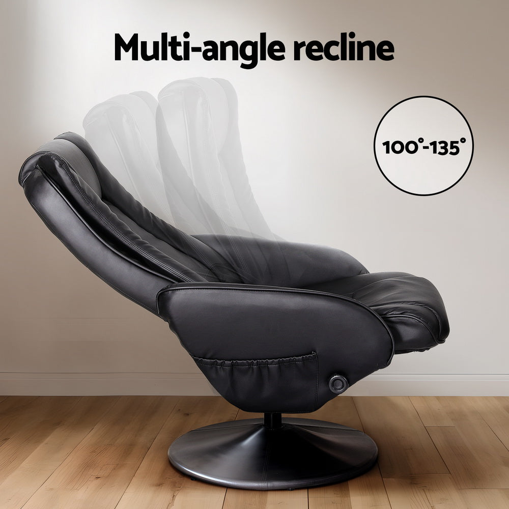 Artiss 2X Recliner Chair Ottoman Heated Massage Black
