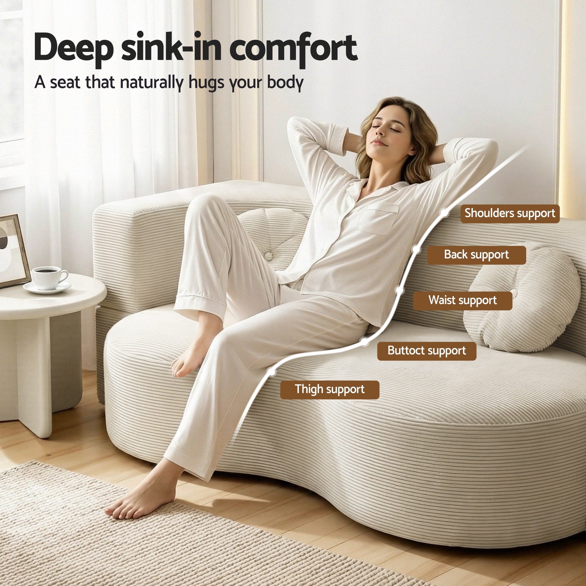 Artiss Folding Sofa Bed Floor Couch 2-in-1 Convertible Futon Loveseat Beige