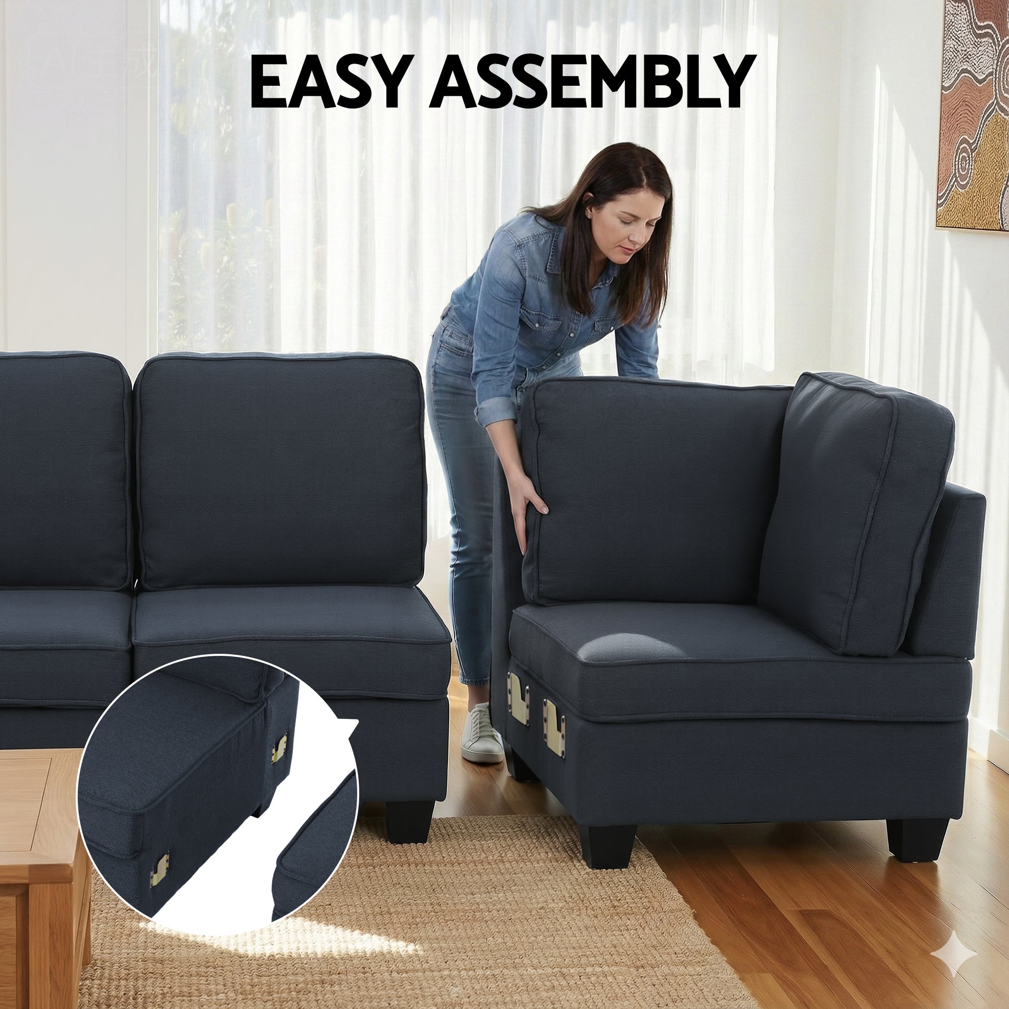 Artiss Modular Sofa Chaise Set 4-seater Dark Grey