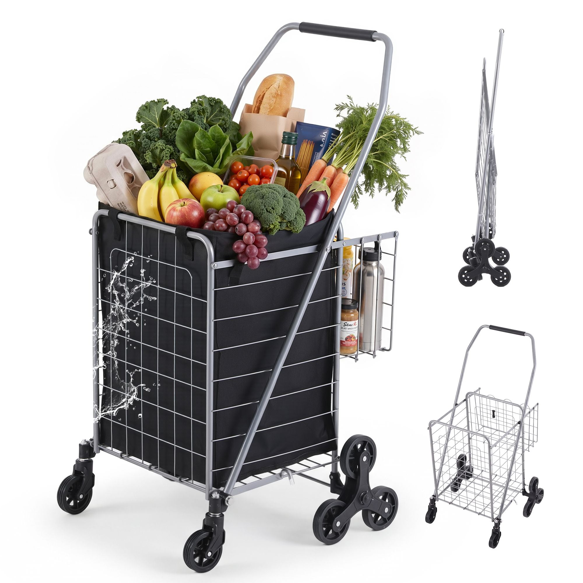 Emajin Shopping Trolley Cart Folding Aluminium Utility Cart Silver