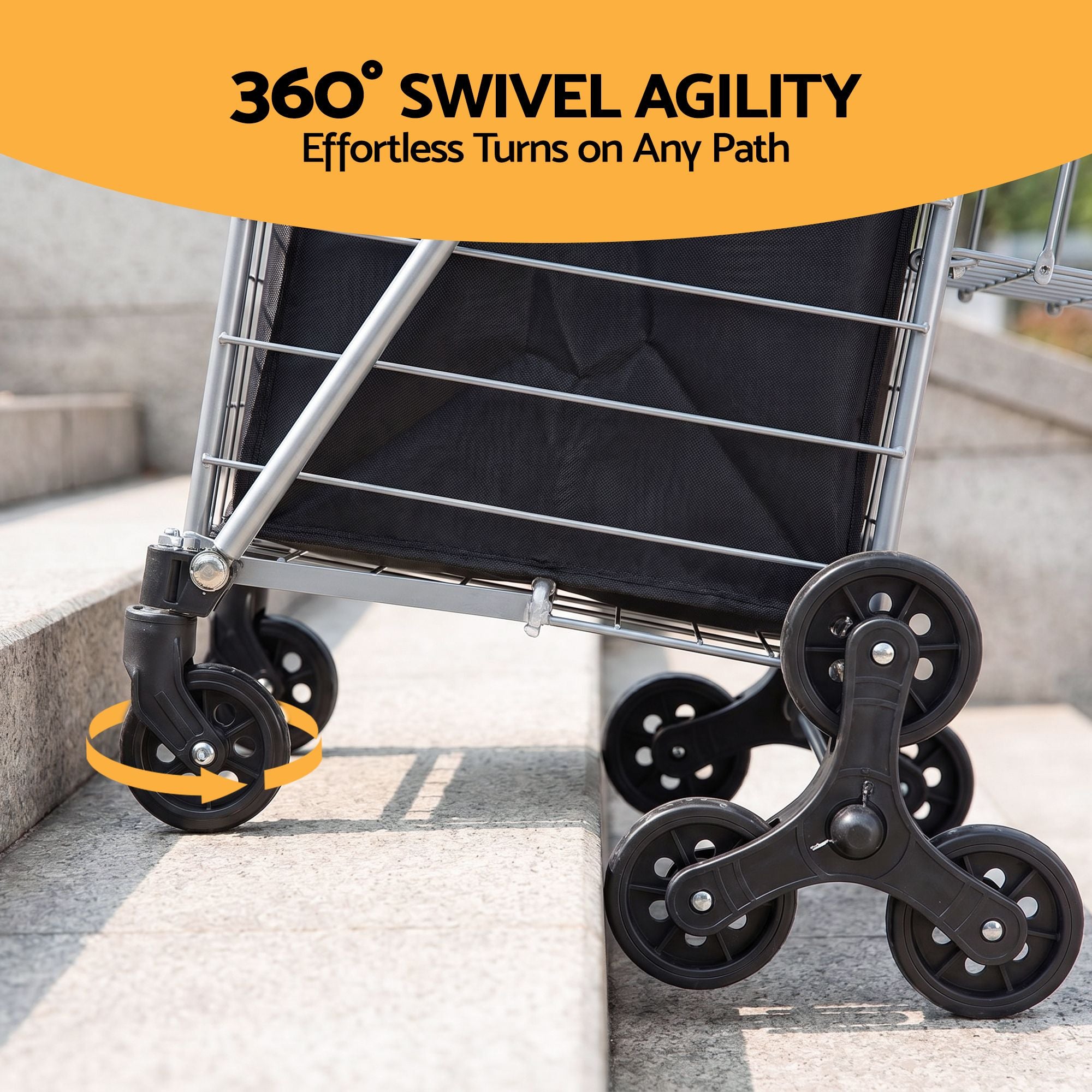 Emajin Shopping Trolley Cart Folding Aluminium Utility Cart Silver