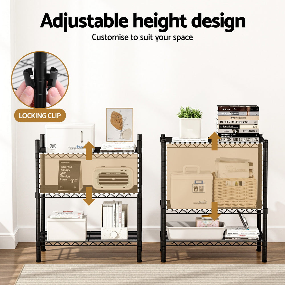 Artiss 3-Tier Shelving Unit Adjustable Garage Storage Shelves Kitchen Rack Steel