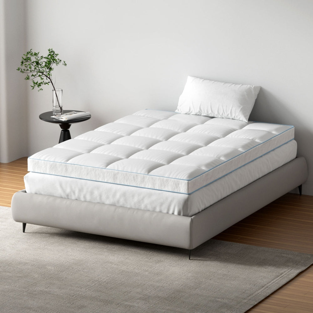 Giselle Bedding 1500GSM Bamboo Pillowtop Mattress Topper 10cm Thick Pad for Back Pain Relief, High Loft Cooling Underlay for Dorm & Guest Bed, 45cm Deep Pocket Double