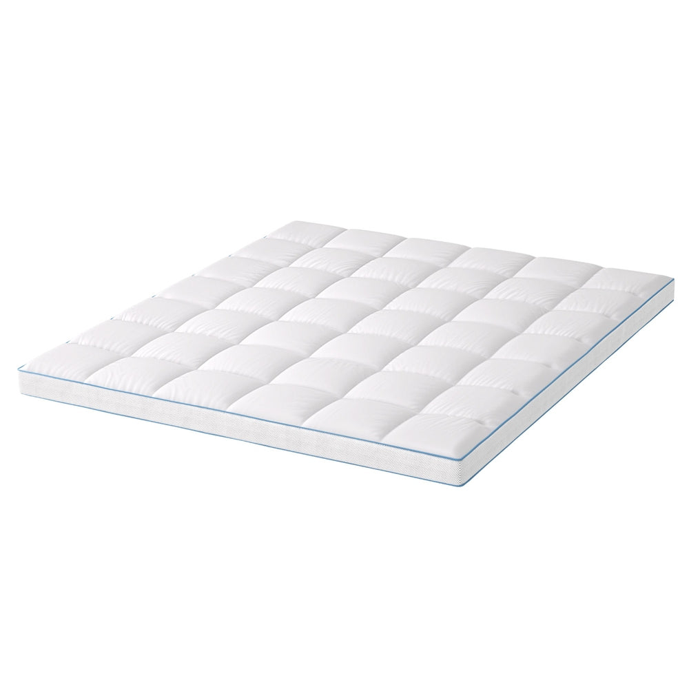 Giselle Bedding 1500GSM Bamboo Pillowtop Mattress Topper 10cm Thick Pad for Back Pain Relief, High Loft Cooling Underlay for Dorm & Guest Bed, 45cm Deep Pocket King