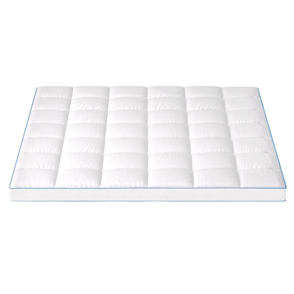 Giselle Bedding 1500GSM Bamboo Pillowtop Mattress Topper 10cm Thick Pad for Back Pain Relief, High Loft Cooling Underlay for Dorm & Guest Bed, 45cm Deep Pocket King