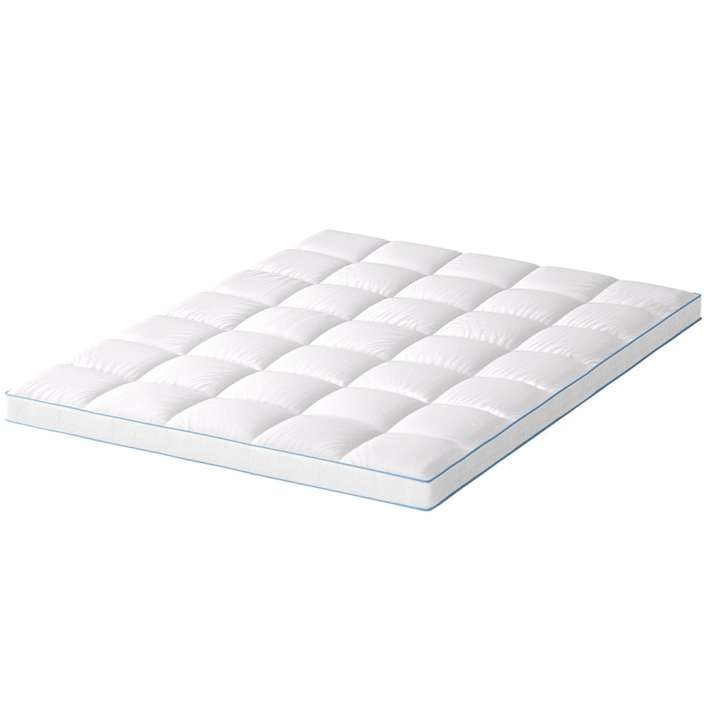 Giselle Bedding 1500GSM Bamboo Pillowtop Mattress Topper 10cm Thick Pad for Back Pain Relief, High Loft Cooling Underlay for Dorm & Guest Bed, 45cm Deep Pocket Queen