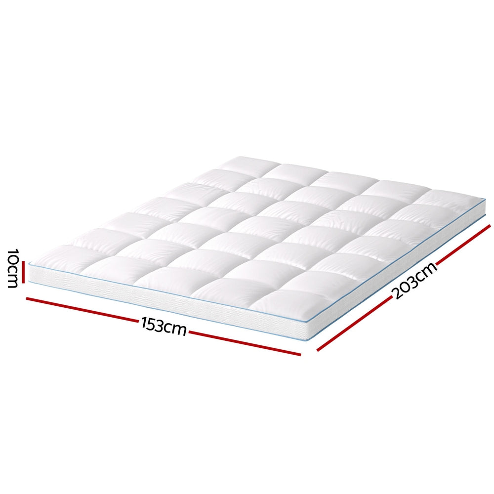 Giselle Bedding 1500GSM Bamboo Pillowtop Mattress Topper 10cm Thick Pad for Back Pain Relief, High Loft Cooling Underlay for Dorm & Guest Bed, 45cm Deep Pocket Queen