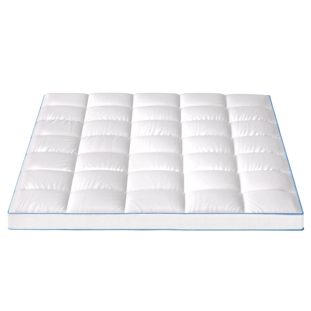 Giselle Bedding 1500GSM Bamboo Pillowtop Mattress Topper 10cm Thick Pad for Back Pain Relief, High Loft Cooling Underlay for Dorm & Guest Bed, 45cm Deep Pocket Queen