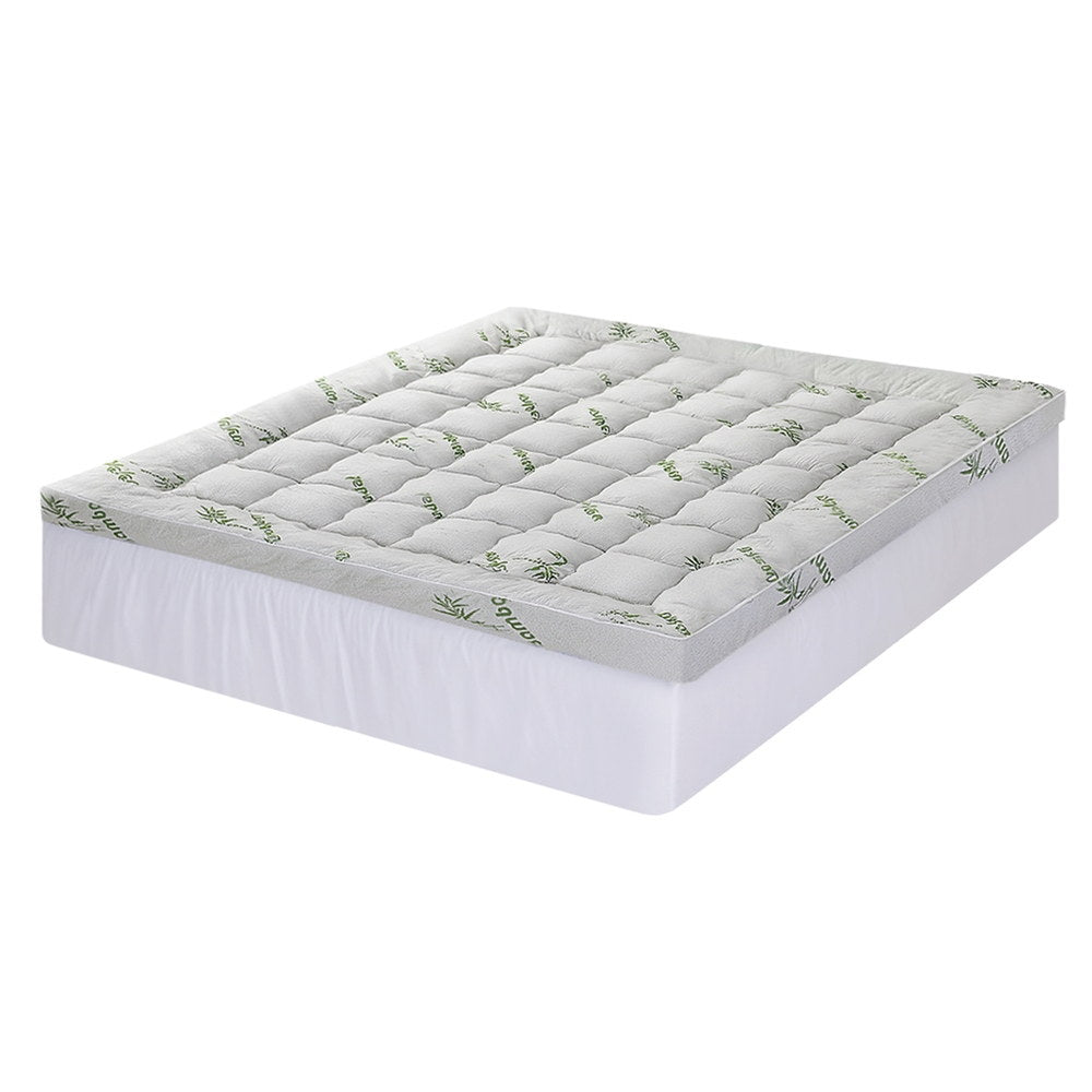 Giselle Bedding 1500GSM Pillowtop Mattress Topper Bamboo Mattress Pad for Back Pain Relief Washable 11cm Thick Bed Cover with 45cm Deep Pocket King