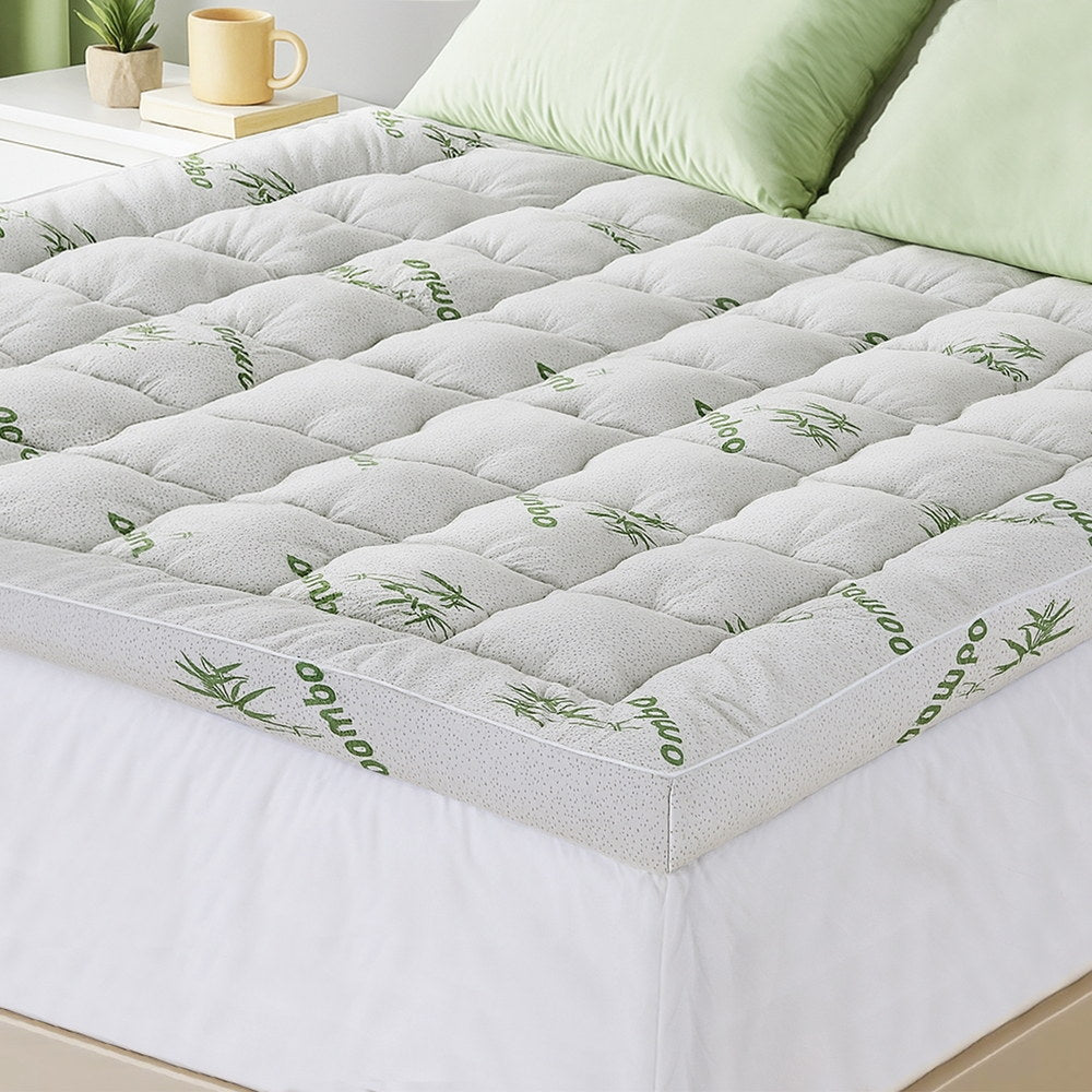 Giselle Bedding 1500GSM Pillowtop Mattress Topper Bamboo Mattress Pad for Back Pain Relief Washable 11cm Thick Bed Cover with 45cm Deep Pocket King