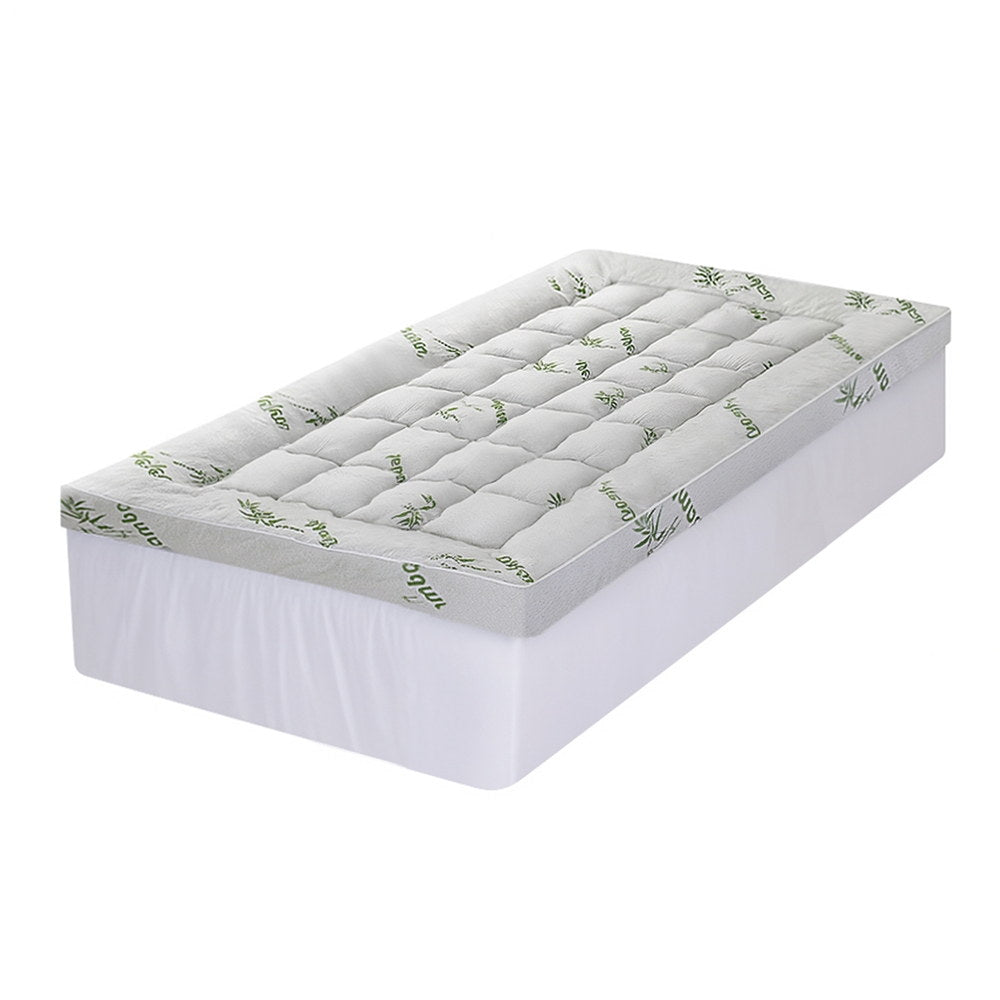Giselle Bedding 1500GSM Pillowtop Mattress Topper Bamboo Mattress Pad for Back Pain Relief Washable 11cm Thick Bed Cover with 45cm Deep Pocket King Single