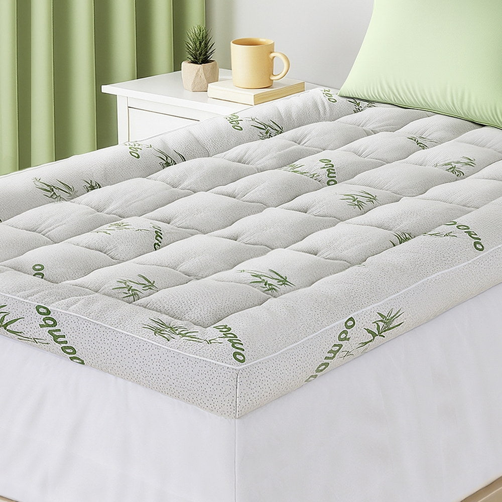 Giselle Bedding 1500GSM Pillowtop Mattress Topper Bamboo Mattress Pad for Back Pain Relief Washable 11cm Thick Bed Cover with 45cm Deep Pocket King Single