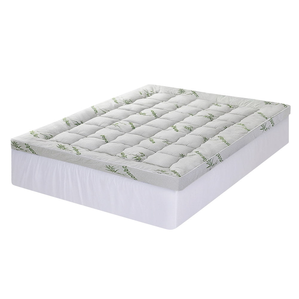 Giselle Bedding 1500GSM Pillowtop Mattress Topper Bamboo Mattress Pad for Back Pain Relief Washable 11cm Thick Bed Cover with 45cm Deep Pocket Queen