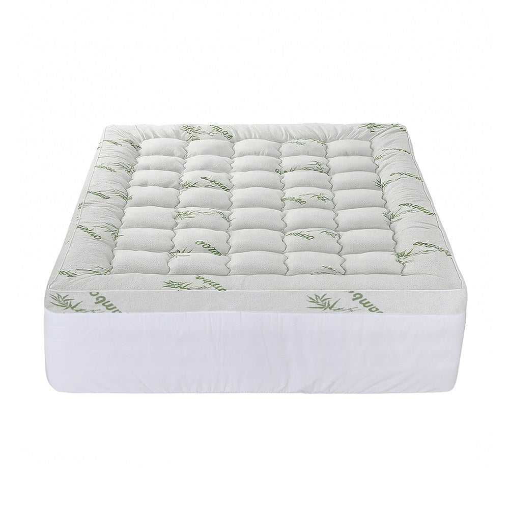 Giselle Bedding 1500GSM Pillowtop Mattress Topper Bamboo Mattress Pad for Back Pain Relief Washable 11cm Thick Bed Cover with 45cm Deep Pocket Queen