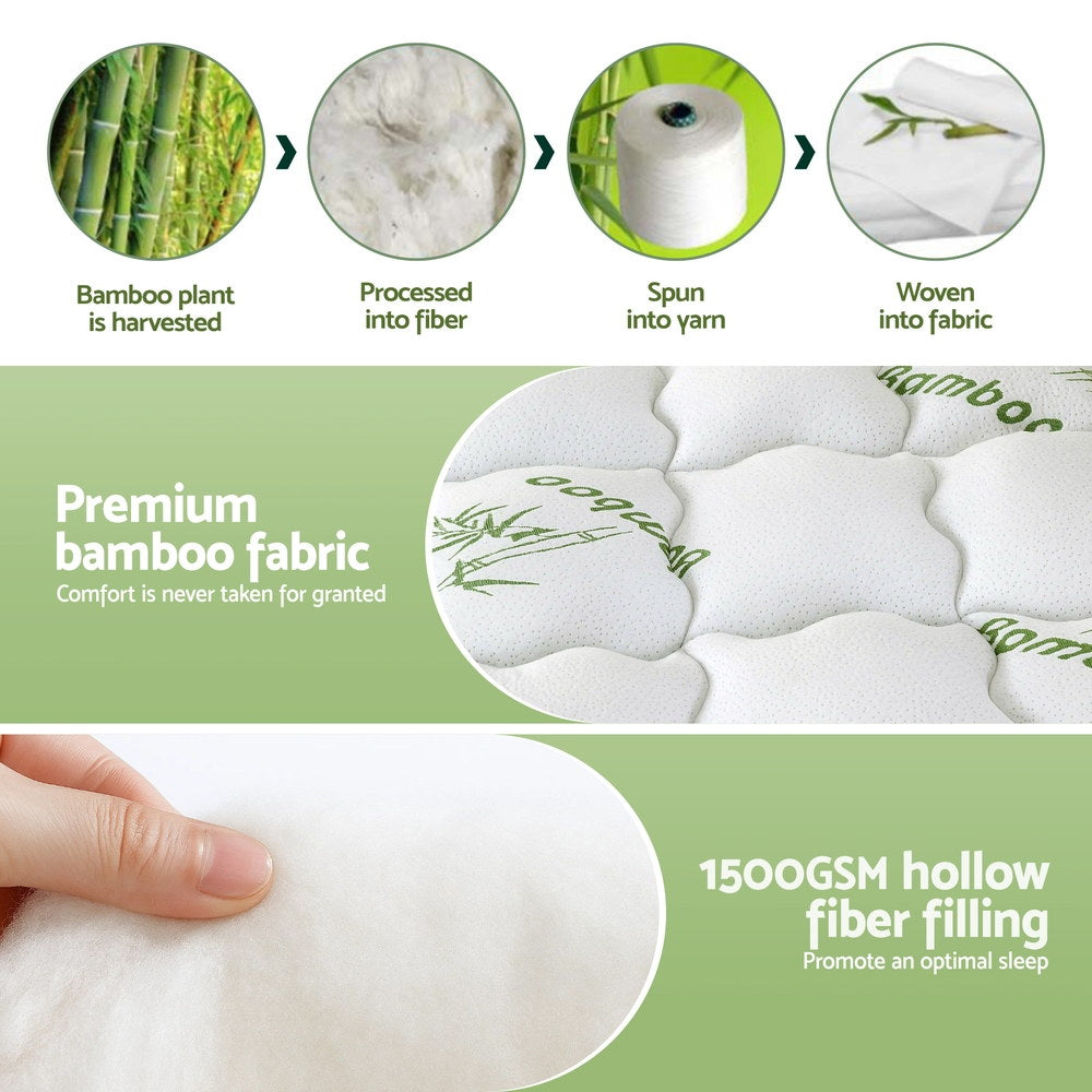 Giselle Bedding 1500GSM Pillowtop Mattress Topper Bamboo Mattress Pad for Back Pain Relief Washable 11cm Thick Bed Cover with 45cm Deep Pocket Queen