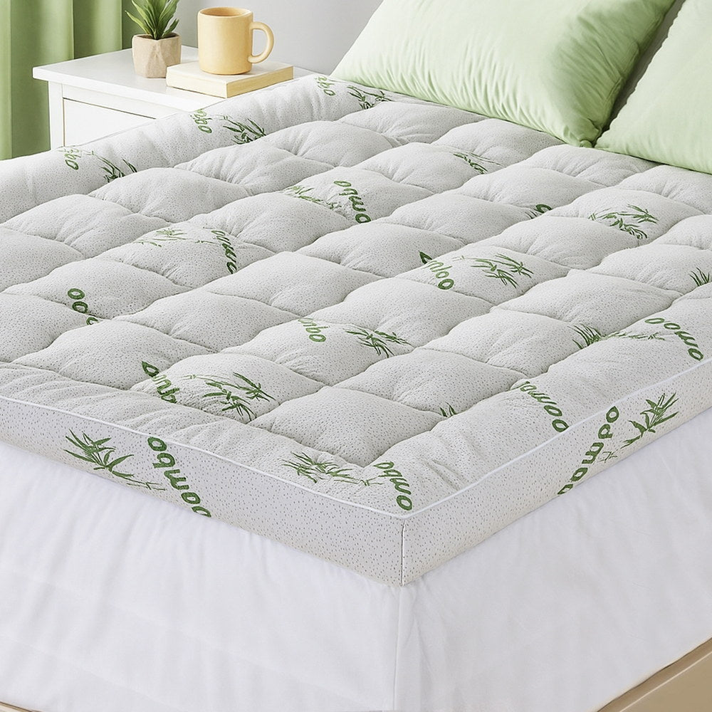 Giselle Bedding 1500GSM Pillowtop Mattress Topper Bamboo Mattress Pad for Back Pain Relief Washable 11cm Thick Bed Cover with 45cm Deep Pocket Queen